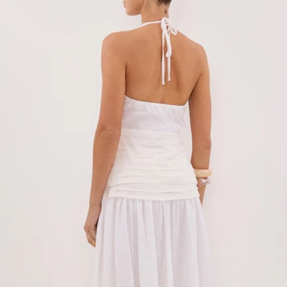 Dissh Hallie White Linen Halter Top Size 4 Small NWT - Picture 4 of 12